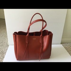 Lanvin Large Red Leather Tote Bag